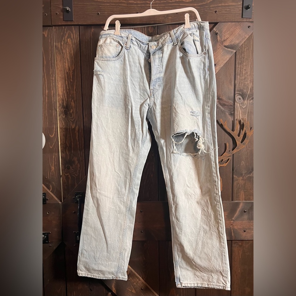 Distressed Light Blue Jeans